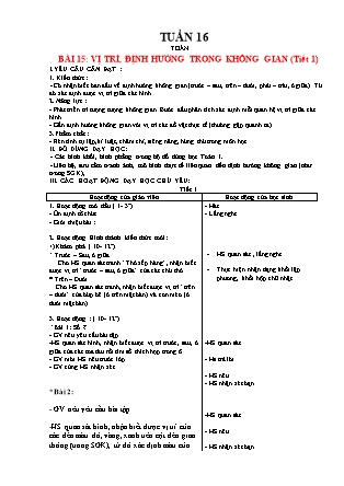 Giáo án Toán Lớp 1 (Kết nối tri thức) - Tuần 16