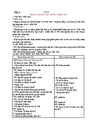 Giáo án Toán Lớp 1 (Kết nối tri thức) - Tuần 22