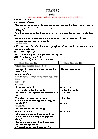Giáo án Toán Lớp 1 - Tuần 32, Bài 36+37