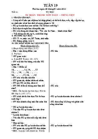 Giáo án Tự học Tiếng Việt + Toán 1 - Tuần 19 - Năm học 2024-2025