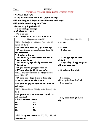 Giáo án Tự học Tiếng Việt + Toán 1 - Tuần 22