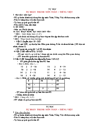 Giáo án Tự học Tiếng Việt + Toán 1 - Tuần 27