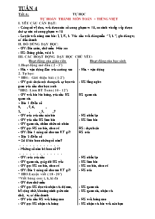 Giáo án Tự học Tiếng Việt + Toán 1 - Tuần 4