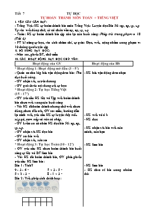 Giáo án Tự học Toán + Tiếng Việt 1 - Tuần 13