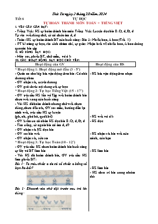 Giáo án Tự học Toán + Tiếng Việt 1 - Tuần 3 - Năm học 2024-2025