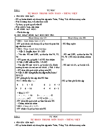 Giáo án Tự học Toán + Tiếng Việt Lớp 1 - Tuần 17