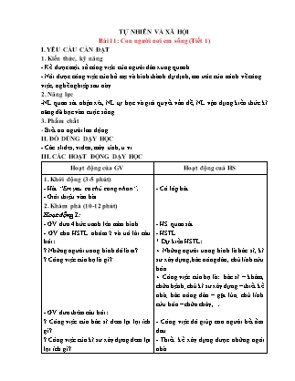 Giáo án Tự nhiên xã hội 1 (Kết nối tri thức) - Bài 11: Con người nơi em sống (Tiết 1+2)