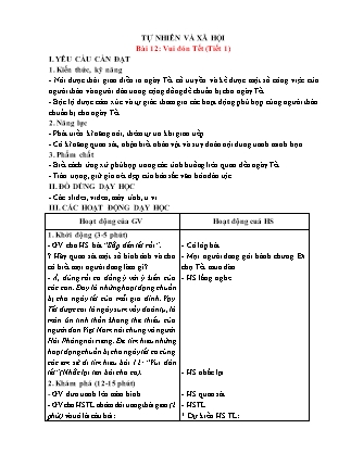 Giáo án Tự nhiên xã hội 1 (Kết nối tri thức) - Bài 12: Vui đón Tết (Tiết 1+2)