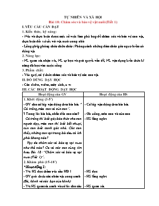 Giáo án Tự nhiên xã hội 1 (Kết nối tri thức) - Bài 18: Chăm sóc và bảo vệ vật nuôi (Tiết 1+2)