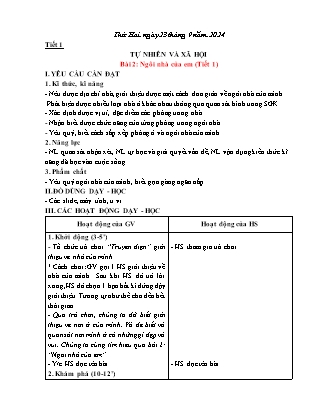 Giáo án Tự nhiên xã hội 1 (Kết nối tri thức) - Bài 2: Ngôi nhà của em (Tiết 1+2) - Năm học 2024-2025