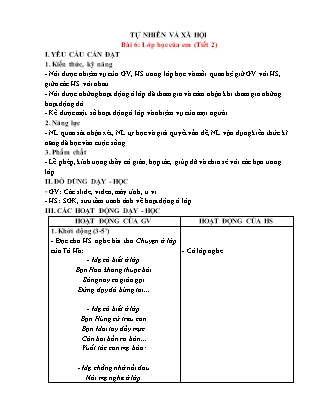 Giáo án Tự nhiên xã hội 1 (Kết nối tri thức) - Bài 6: Lớp học của em (Tiết 2+3)