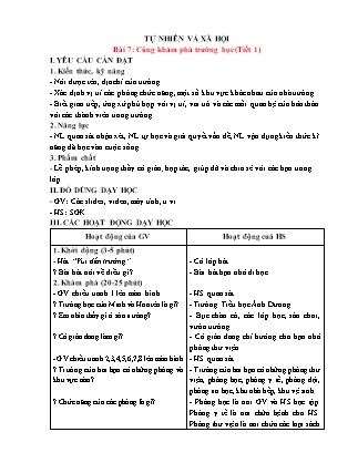 Giáo án Tự nhiên xã hội 1 (Kết nối tri thức) - Bài 7: Cùng khám phá trường học (Tiết 1+2)