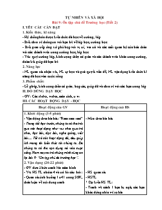 Giáo án Tự nhiên xã hội 1 (Kết nối tri thức) - Bài 9: Ôn tập chủ đề Trường học (Tiết 2+3)