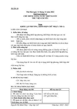 Kế hoạch bài dạy các môn Lớp 1 - Tuần 15 (GV: Nguyễn Thị Minh Thúy - Năm học 2022-2023)