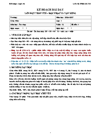 Kế hoạch bài dạy Âm nhạc 1 - Tuần 12 - Lớp một thân yêu. Đọc nhạc và vận dụng - Năm học 2026-2027 (Tích hợp Năng lực số và AI)