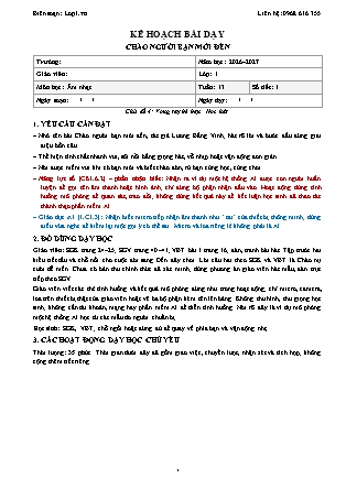 Kế hoạch bài dạy Âm nhạc 1 - Tuần 13 - Chào người bạn mới đến - Năm học 2026-2027 (Tích hợp Năng lực số và AI)