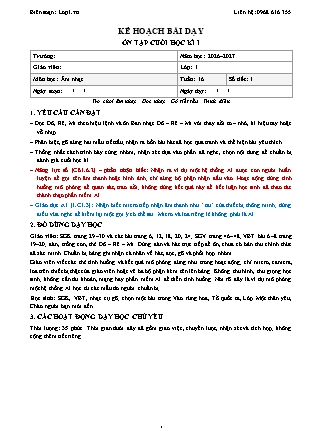 Kế hoạch bài dạy Âm nhạc 1 - Tuần 16 - Ôn tập cuối học kì I - Năm học 2026-2027 (Tích hợp Năng lực số và AI)