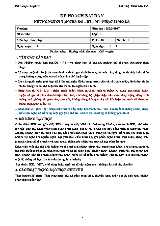 Kế hoạch bài dạy Âm nhạc 1 - Tuần 20 - Những người bạn của. Đô-Rê-Mi. Nhạc sĩ mô. Da - Năm học 2026-2027 (Tích hợp Năng lực số và AI)