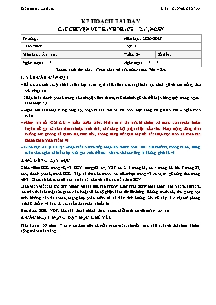 Kế hoạch bài dạy Âm nhạc 1 - Tuần 24 - Câu chuyện về thanh phách. Dài, ngắn - Năm học 2026-2027 (Tích hợp Năng lực số và AI)