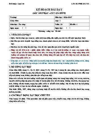 Kế hoạch bài dạy Âm nhạc 1 - Tuần 29 - Góc âm nhạc. Cây gia đình - Năm học 2026-2027 (Tích hợp Năng lực số và AI)