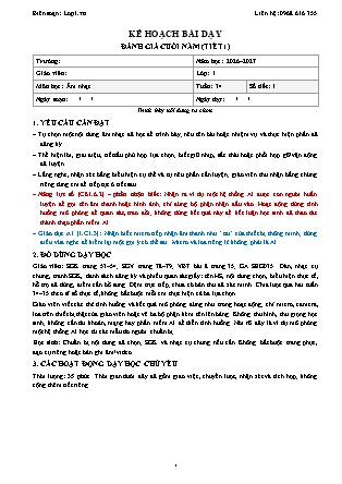 Kế hoạch bài dạy Âm nhạc 1 - Tuần 34 - Đánh giá cuối năm (Tiết 1) - Năm học 2026-2027 (Tích hợp Năng lực số và AI)