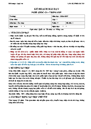 Kế hoạch bài dạy Âm nhạc 1 - Tuần 7 - Nghe quốc ca. Trống con - Năm học 2026-2027 (Tích hợp Năng lực số và AI)