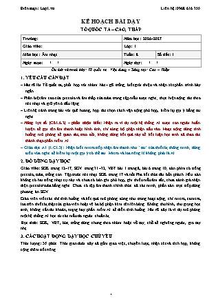 Kế hoạch bài dạy Âm nhạc 1 - Tuần 8 - Tổ quốc ta. Cao, thấp - Năm học 2026-2027 (Tích hợp Năng lực số và AI)