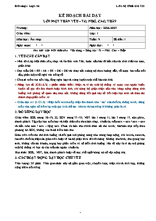 Kế hoạch bài dạy Âm nhạc 1 - Tuần 9 - Lớp một thân yêu. To, nhỏ, cao, thấp - Năm học 2026-2027 (Tích hợp Năng lực số và AI)
