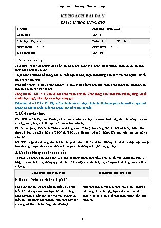 Kế hoạch bài dạy Đạo Đức 1 - Tuần 11 - Bài 10. Đi học đúng giờ 2026-2027 (Tích hợp Năng lực số và AI)