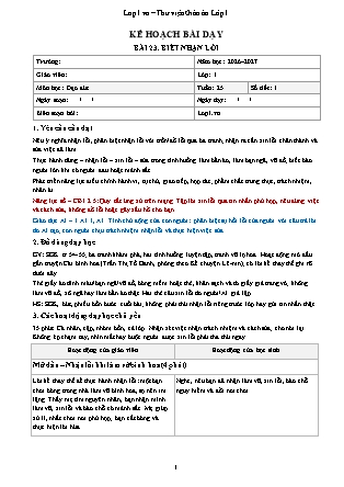 Kế hoạch bài dạy Đạo Đức 1 - Tuần 25 - Bài 23. Biết nhận lỗi 2026-2027 (Tích hợp Năng lực số và AI)