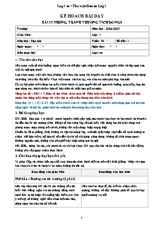 Kế hoạch bài dạy Đạo Đức 1 - Tuần 30 - Bài 27. Phòng, tránh thương tích do ngã 2026-2027 (Tích hợp Năng lực số và AI)
