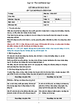 Kế hoạch bài dạy Đạo Đức 1 - Tuần 35 - Ôn tập, đánh giá cuối năm 2026-2027 (Tích hợp Năng lực số và AI)