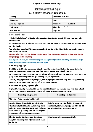 Kế hoạch bài dạy Đạo Đức 1 - Tuần 7 - Bài 7. Quan tâm, chăm sóc ông bà 2026-2027 (Tích hợp Năng lực số và AI)