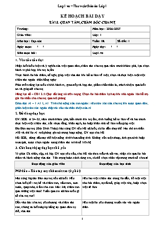 Kế hoạch bài dạy Đạo Đức 1 - Tuần 8 - Bài 8. Quan tâm, chăm sóc cha mẹ 2026-2027 (Tích hợp Năng lực số và AI)