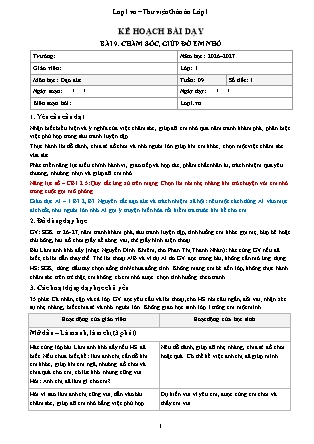 Kế hoạch bài dạy Đạo Đức 1 - Tuần 9 - Bài 9. Chăm sóc, giúp đỡ em nhỏ 2026-2027 (Tích hợp Năng lực số và AI)