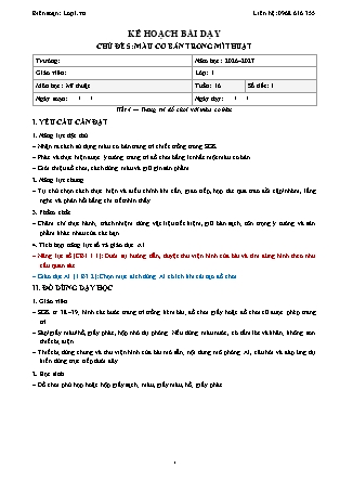Kế hoạch bài dạy Mĩ thuật 1 - Tuần 16 - Chủ đề 5. Màu cơ bản trong mĩ thuật - Tiết 4. Trang trí đồ chơi với màu cơ bản - Năm học 2026-2027 (Tích hợp Năng lực số và AI)