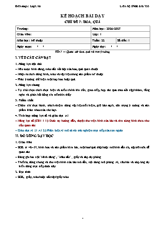 Kế hoạch bài dạy Mĩ thuật 1 - Tuần 22 - Chủ đề 7. Hoa, quả - Tiết 1. Quan sát hoa, quả và tìm ý tưởng - Năm học 2026-2027 (Tích hợp Năng lực số và AI)
