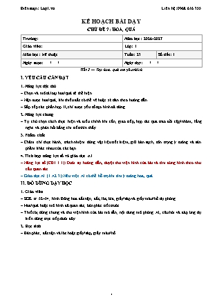 Kế hoạch bài dạy Mĩ thuật 1 - Tuần 23 - Chủ đề 7. Hoa, quả - Tiết 2. Tạo hoa, quả em yêu thích - Năm học 2026-2027 (Tích hợp Năng lực số và AI)