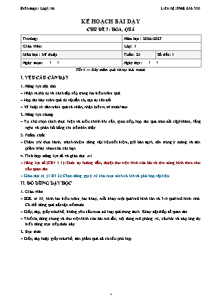 Kế hoạch bài dạy Mĩ thuật 1 - Tuần 25 - Chủ đề 7. Hoa, quả - Tiết 4. Bày mâm quả và tạo bức tranh - Năm học 2026-2027 (Tích hợp Năng lực số và AI)
