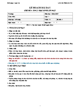 Kế hoạch bài dạy Mĩ thuật 1 - Tuần 31 - Chủ đề 9. Em là học sinh lớp một - Tiết 2. Tạo bức tranh về một ngày đi học - Năm học 2026-2027 (Tích hợp Năng lực số và AI)