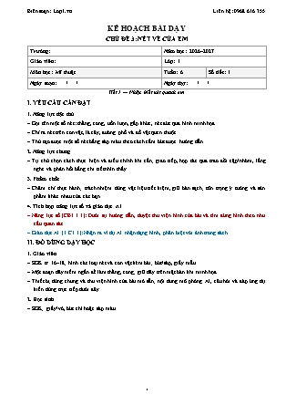 Kế hoạch bài dạy Mĩ thuật 1 - Tuần 6 - Chủ đề 3. Nét vẽ của em - Tiết 1. Nhận biết nét quanh em - Năm học 2026-2027 (Tích hợp Năng lực số và AI)