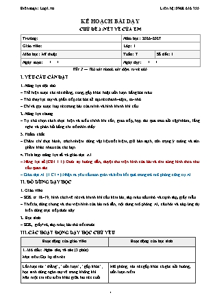 Kế hoạch bài dạy Mĩ thuật 1 - Tuần 7 - Chủ đề 3. Nét vẽ của em - Tiết 2. Thử nét thanh, nét đậm, to và nhỏ - Năm học 2026-2027 (Tích hợp Năng lực số và AI)