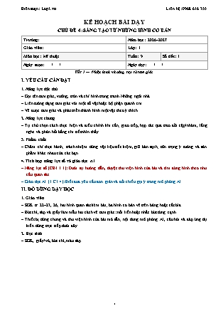 Kế hoạch bài dạy Mĩ thuật 1 - Tuần 9 - Chủ đề 4. Sáng tạo từ những hình cơ bản - Tiết 1. Nhận hình và sáng tạo từ tam giác - Năm học 2026-2027 (Tích hợp Năng lực số và AI)