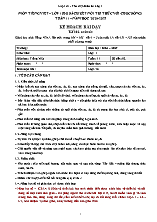Kế hoạch bài dạy Tiếng Việt 1 - Tuần 11 - 2026-2027 (Tích hợp Năng lực số và AI)