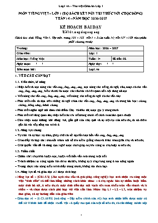 Kế hoạch bài dạy Tiếng Việt 1 - Tuần 14 - 2026-2027 (Tích hợp Năng lực số và AI)