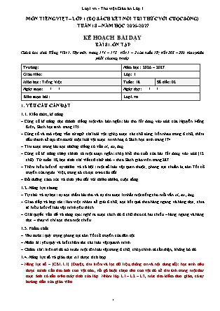Kế hoạch bài dạy Tiếng Việt 1 - Tuần 18 - 2026-2027 (Tích hợp Năng lực số và AI)