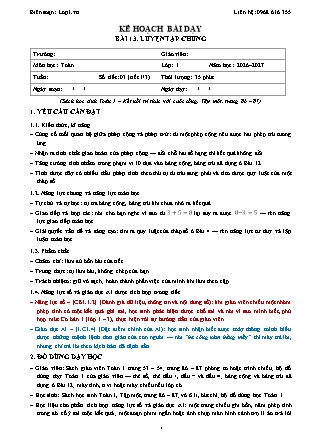 Kế hoạch bài dạy Toán 1 - Bài 13. Luyện tập chung - Năm học 2026-2027 (Tích hợp Năng lực số và AI)