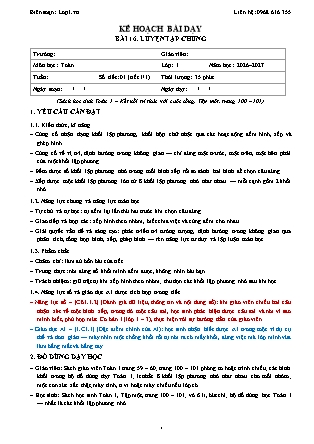 Kế hoạch bài dạy Toán 1 - Bài 16. Luyện tập chung - Năm học 2026-2027 (Tích hợp Năng lực số và AI)