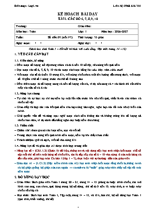 Kế hoạch bài dạy Toán 1 - Bài 2. Các số 6, 7, 8, 9, 10 - Năm học 2026-2027 (Tích hợp Năng lực số và AI)