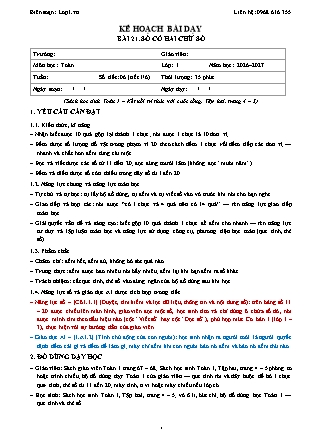 Kế hoạch bài dạy Toán 1 - Bài 21. Số có hai chữ số - Năm học 2026-2027 (Tích hợp Năng lực số và AI)